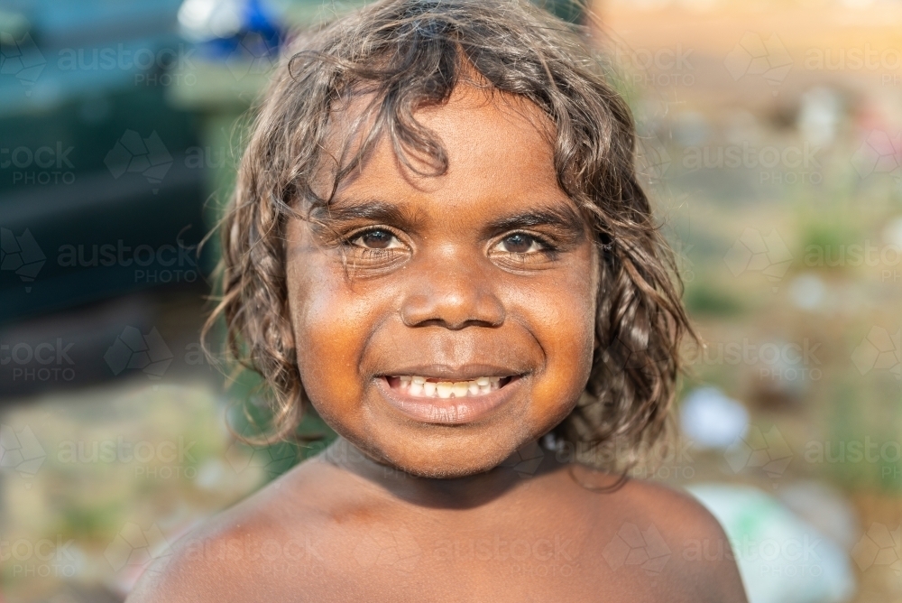 Smiling aboriginal boy - Australian Stock Image