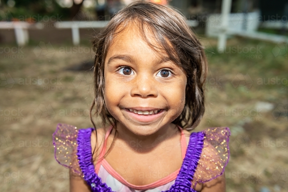 Smiling aboriginal girl - Australian Stock Image