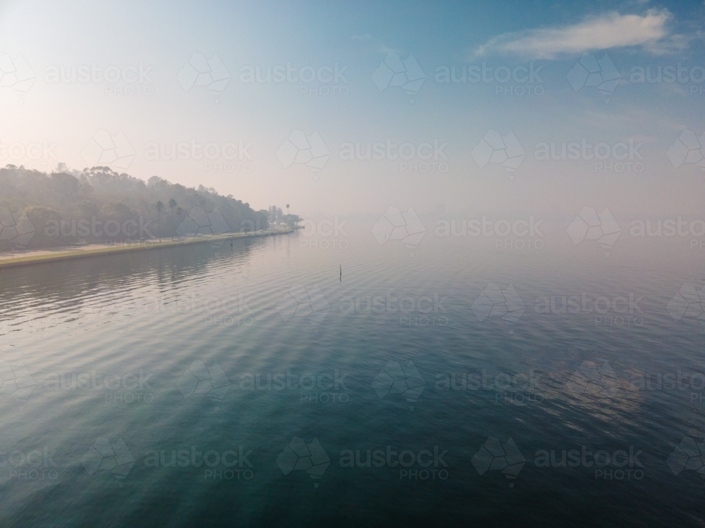 Smoke haze over the Swan River - Australian Stock Image