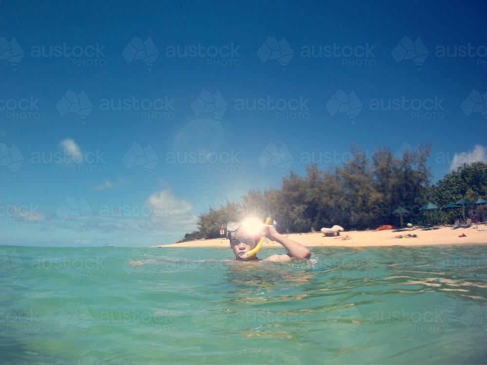 Snorkelling boy - Australian Stock Image