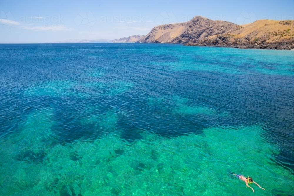 Snorkelling in paradise at Second Valley, Fleurieu Peninsula, South Australia - Australian Stock Image