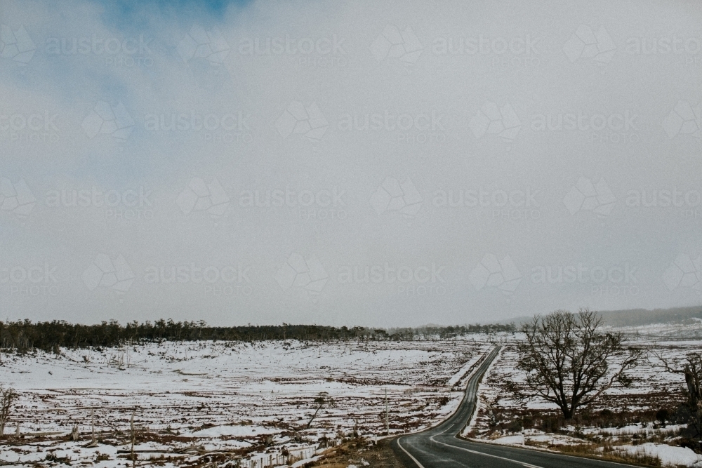 Snow covered winter landscape Cradle Mountain Tasmania - Australian Stock Image