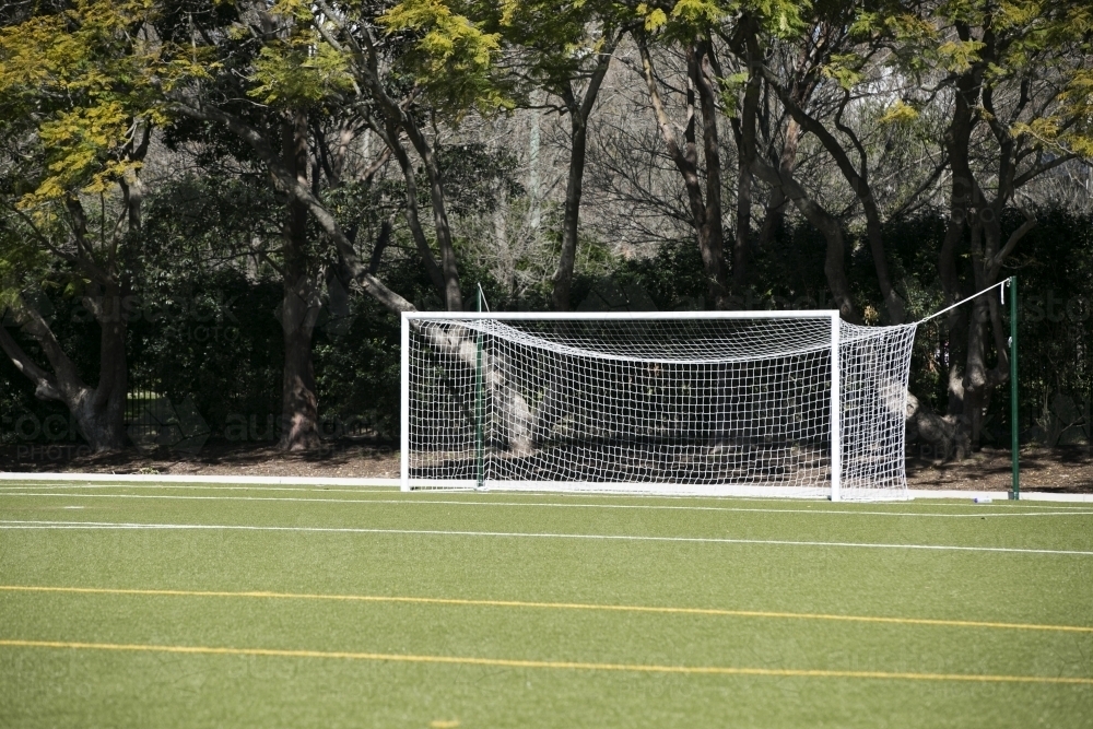 Soccer goal on field - Australian Stock Image