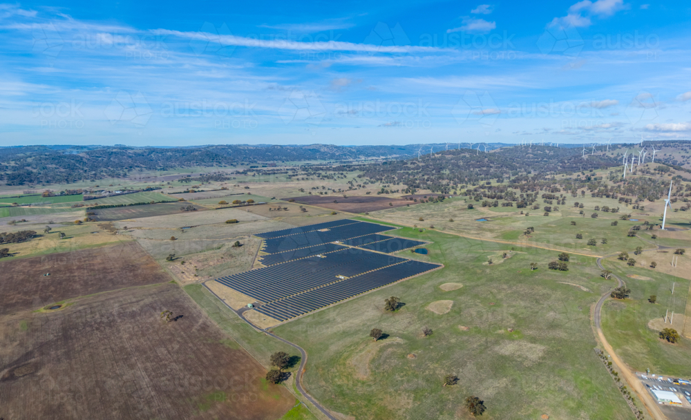 Solar and Windfarm near Glen Innes - Australian Stock Image