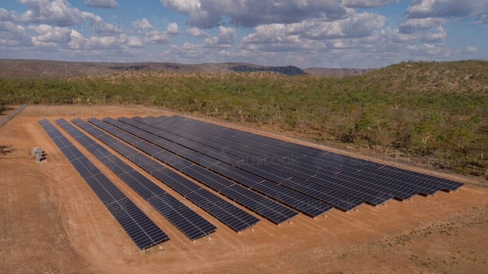 Solar array in remote Australia - Australian Stock Image