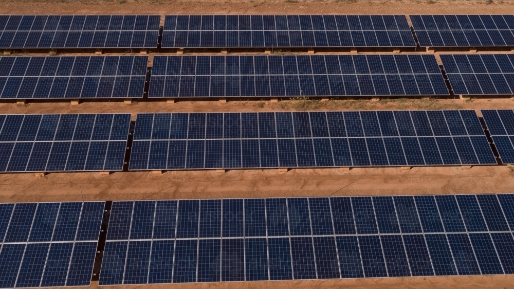 Solar array in remote Australia - Australian Stock Image