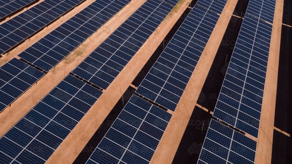 Solar array in remote Australia - Australian Stock Image
