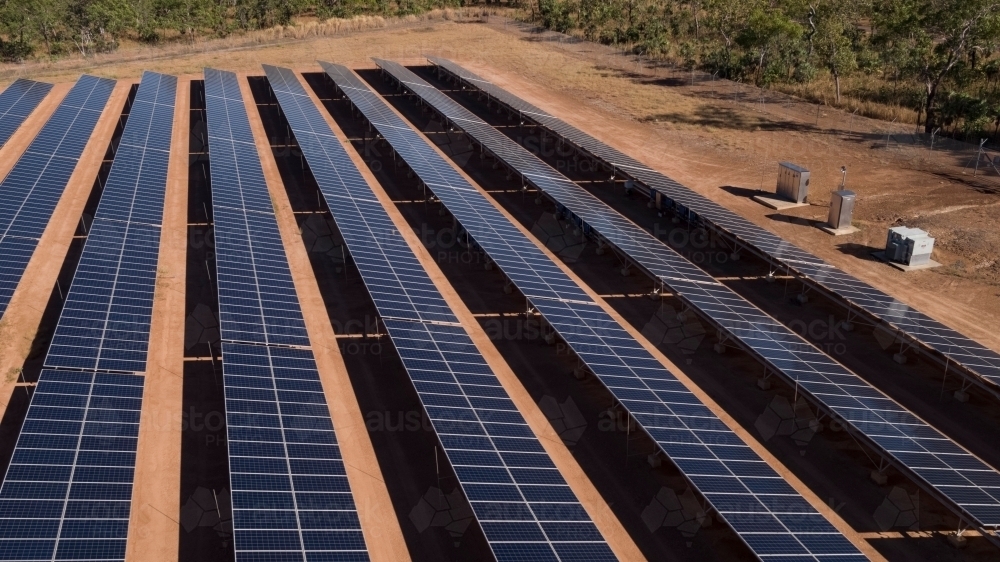 Solar array in remote Australia - Australian Stock Image