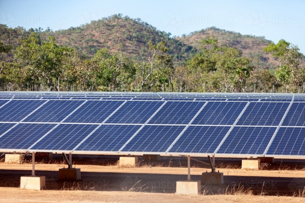 Solar array in remote Australia - Australian Stock Image