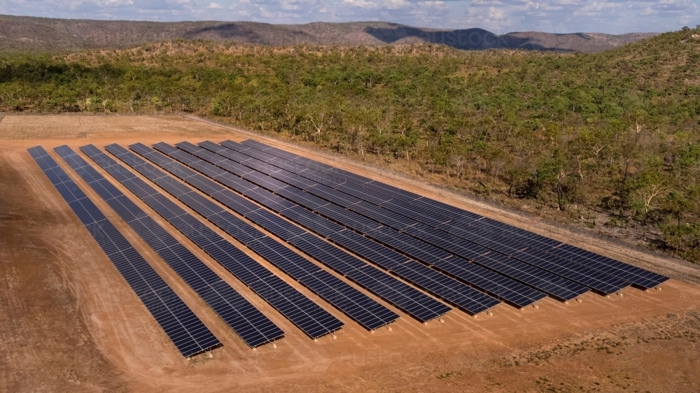 Solar array in remote Australia - Australian Stock Image