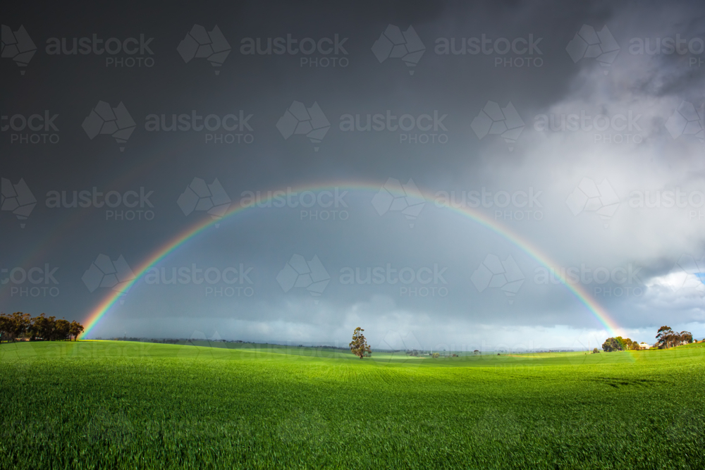 South Australian Rural Landscape with rainbow - Australian Stock Image