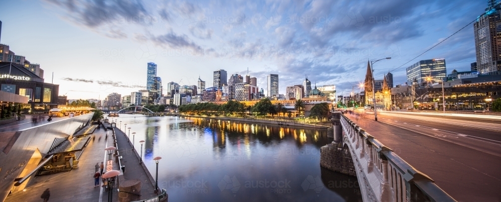 Southbank from Princes Bridge Melbourne - Australian Stock Image
