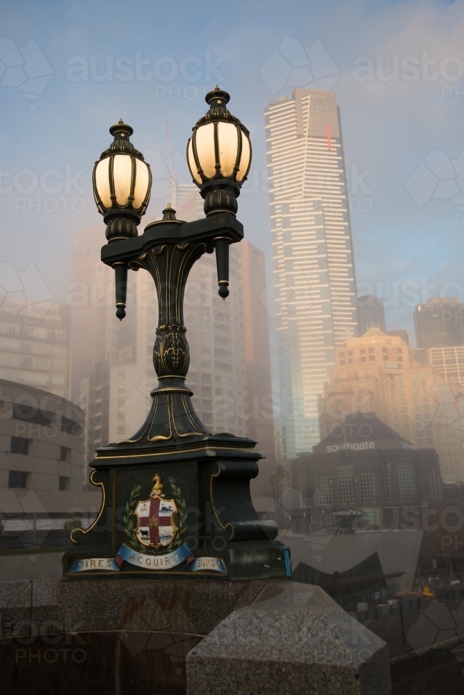 Southbank Melbourne on a Foggy Winter Morning - Australian Stock Image