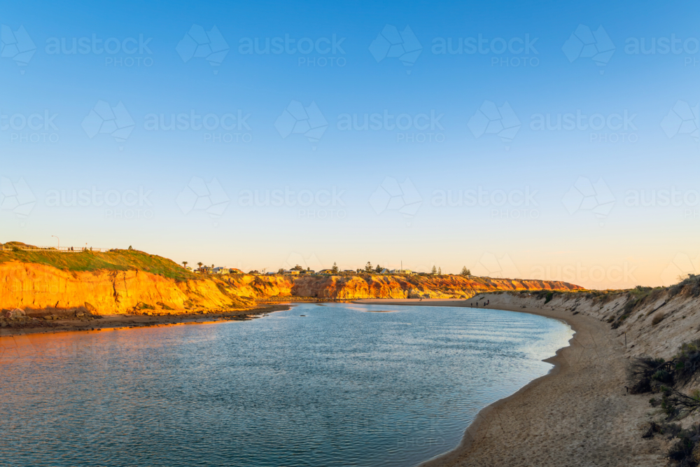 Spectacular view of the Onkaparinga River in South Port during sunset time, Port Noarlunga - Australian Stock Image