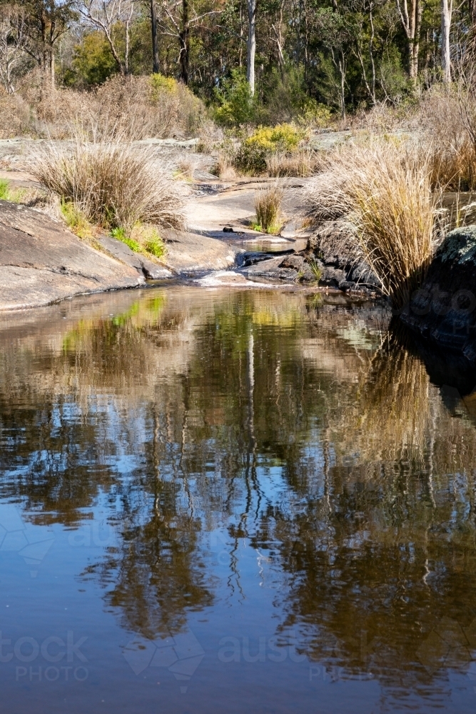 spring fed pool among rocks and grasses - Australian Stock Image