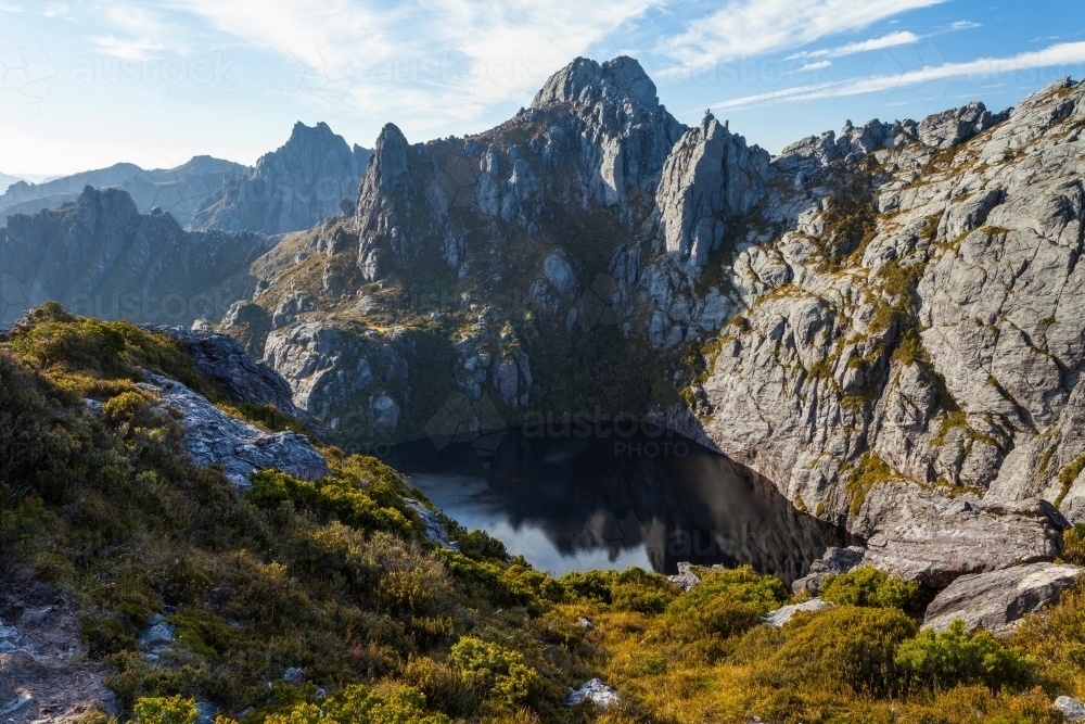 Square Lake - Western Arthur Range - Southwest National Park - Tasmania - Australia - Australian Stock Image