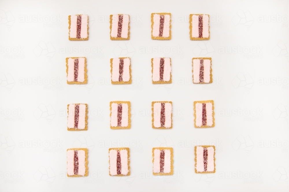 Square of iced vovo biscuits - Australian Stock Image
