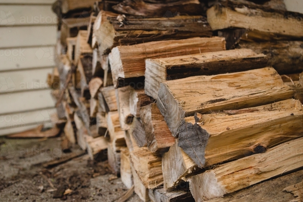 Stacked wood - Australian Stock Image