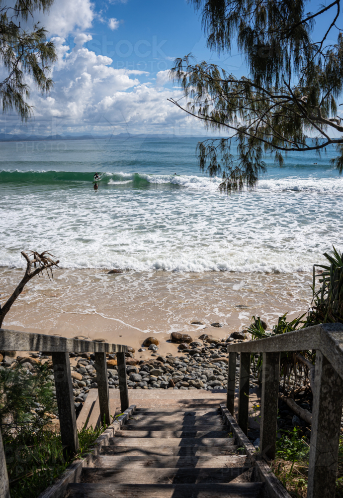 stairs down to a beach in Byron Bay - Australian Stock Image