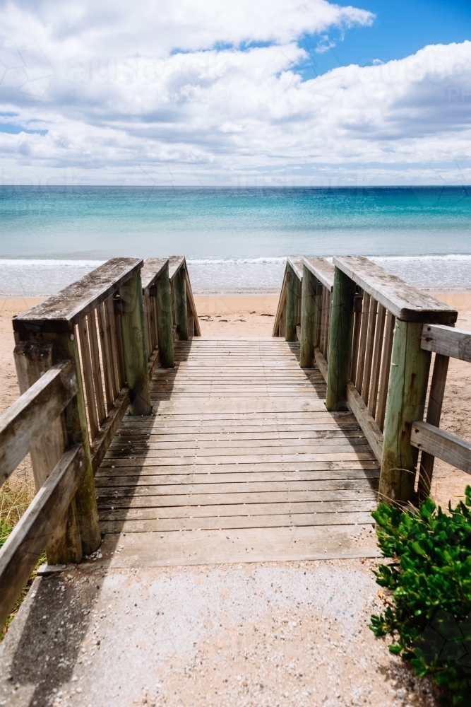 stairway to beach, Tasmania - Australian Stock Image
