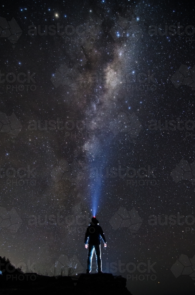 Stargazing on a clear night sky - Australian Stock Image
