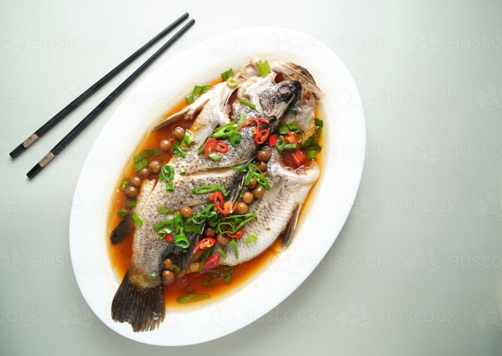 Image of Steamed fresh fish Austockphoto