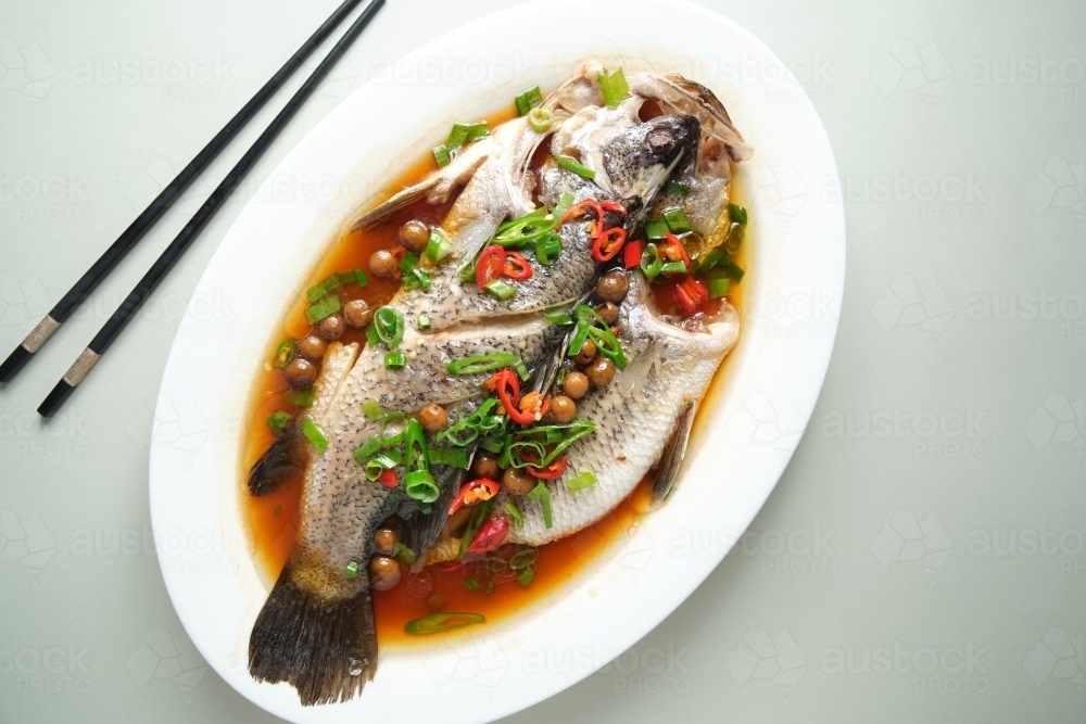 Steamed fresh fish - Australian Stock Image