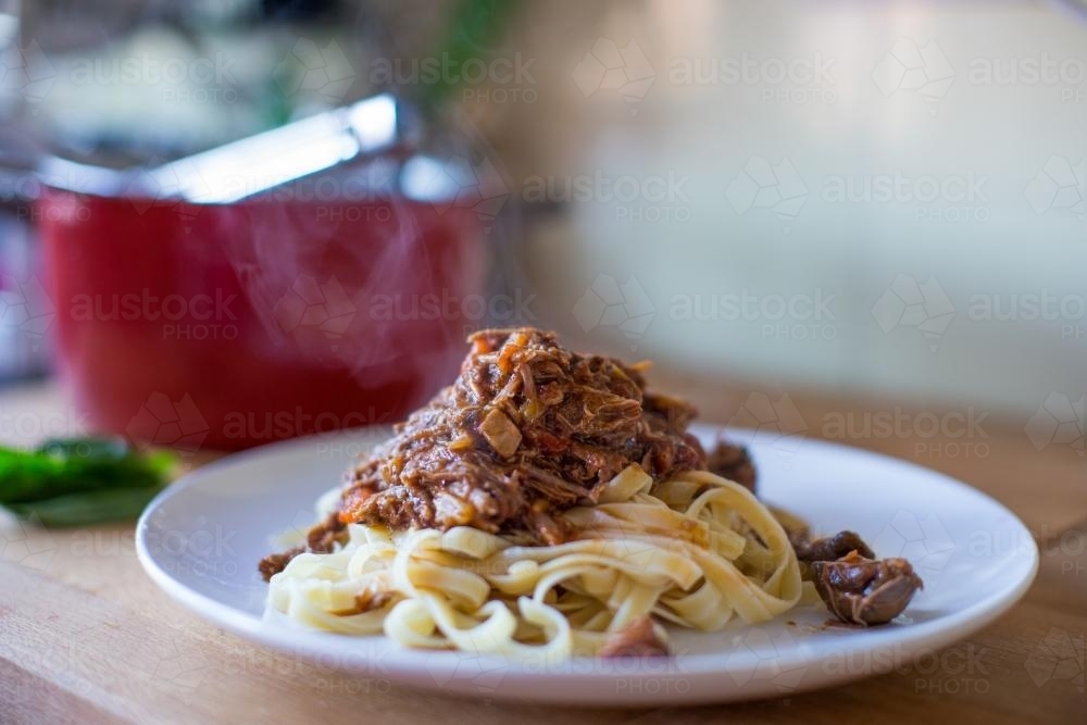 steaming home made pasta - Australian Stock Image