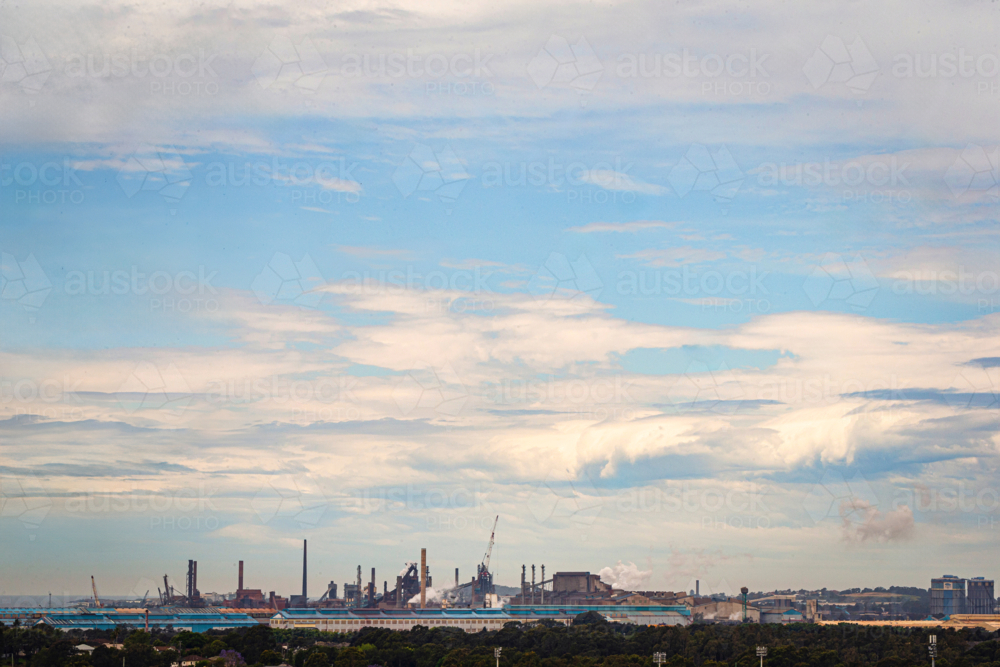 Steel Smelter on Port Kembla skyline - Australian Stock Image
