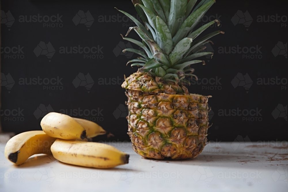 Still life table top in kitchen with fruit - Australian Stock Image