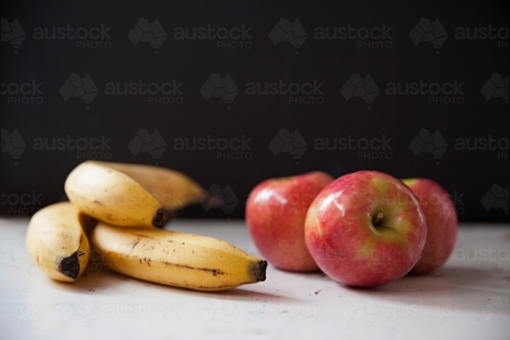 Still life table top in kitchen with fruit - Australian Stock Image