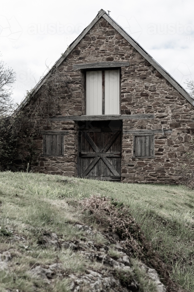 stone barn front entrance - Australian Stock Image