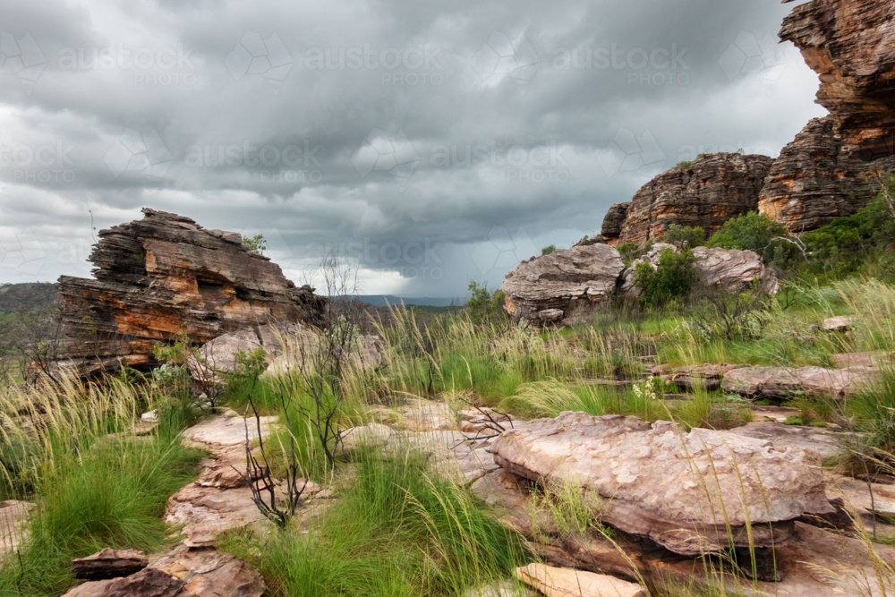 Stone Country of Kakadu in the wet season - Australian Stock Image