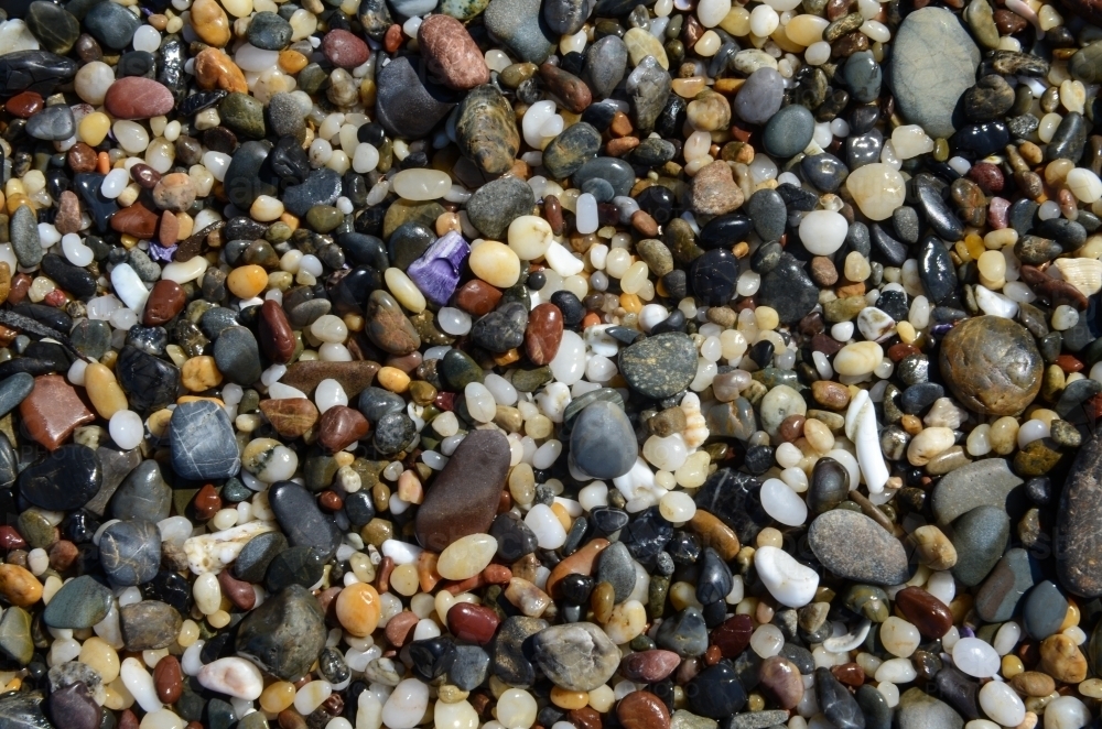 Stones, pebbles and shells on the beach - Australian Stock Image