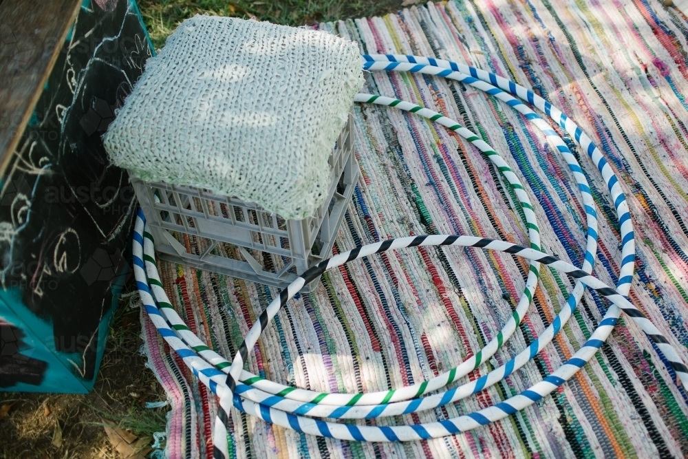 Storage basket with different hoops on the side. - Australian Stock Image