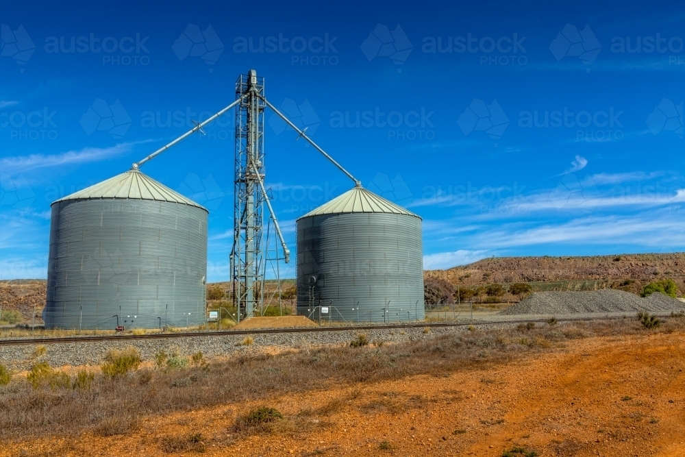 Storage silos in Broken Hill in outback NSW Australia - Australian Stock Image