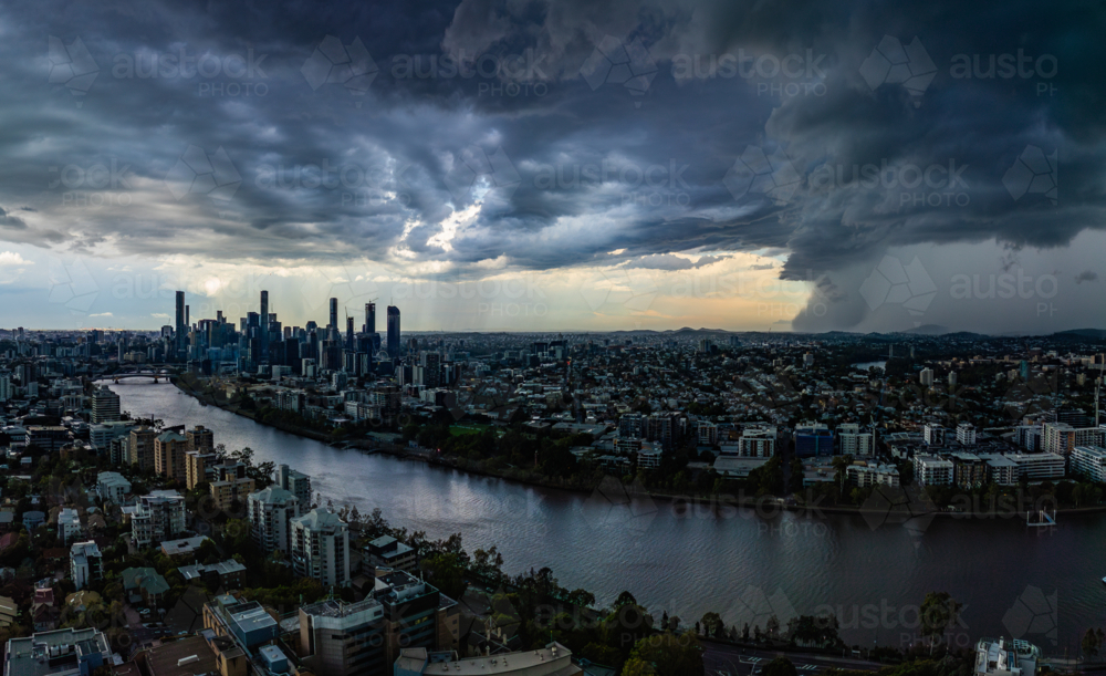 Storm approaching Brisbane City CBD - Australian Stock Image