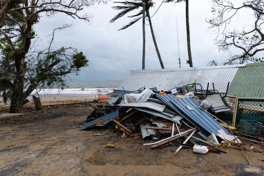 Storm damaged building at the seafront - Australian Stock Image