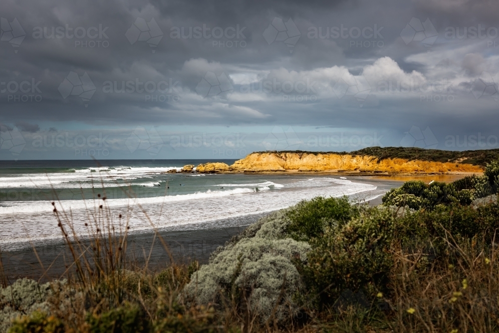 Stormy ocean beach along the Great Ocean Road - Australian Stock Image