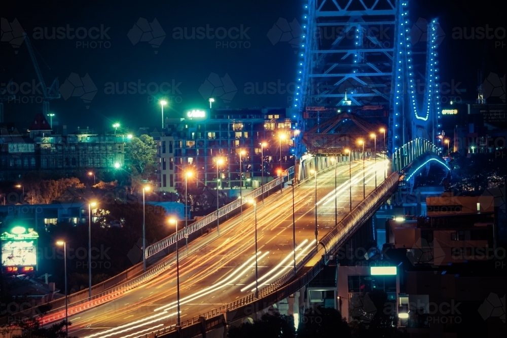 Story Bridge with car trails - Australian Stock Image