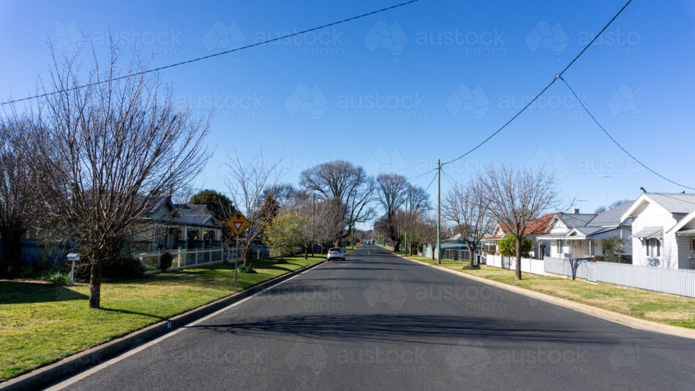 Street in rural town on a sunny day - Australian Stock Image