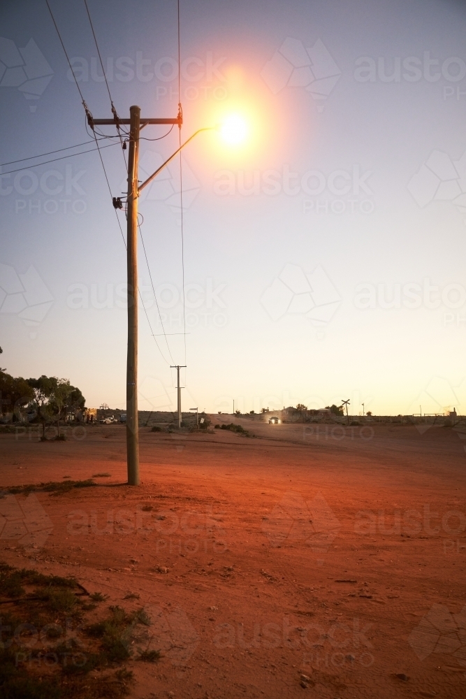 Street light in the middle or main street of Silverton, NSW - Australian Stock Image