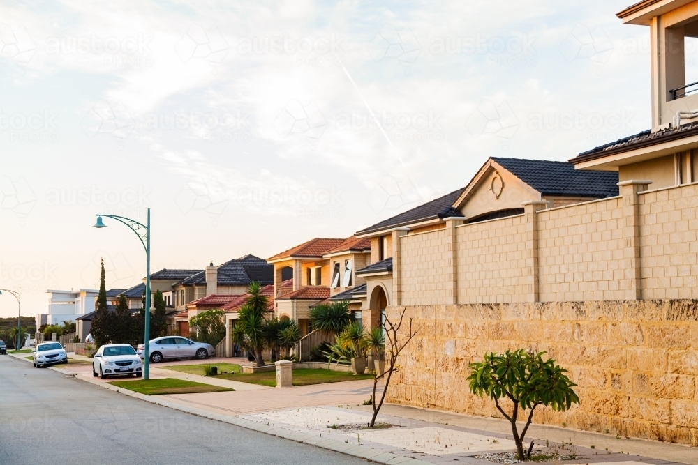 Street scene in Iluka Perth at sunset - Australian Stock Image