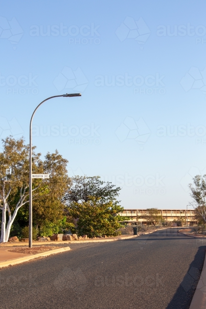Street sign and lamp post in Dampier - Australian Stock Image