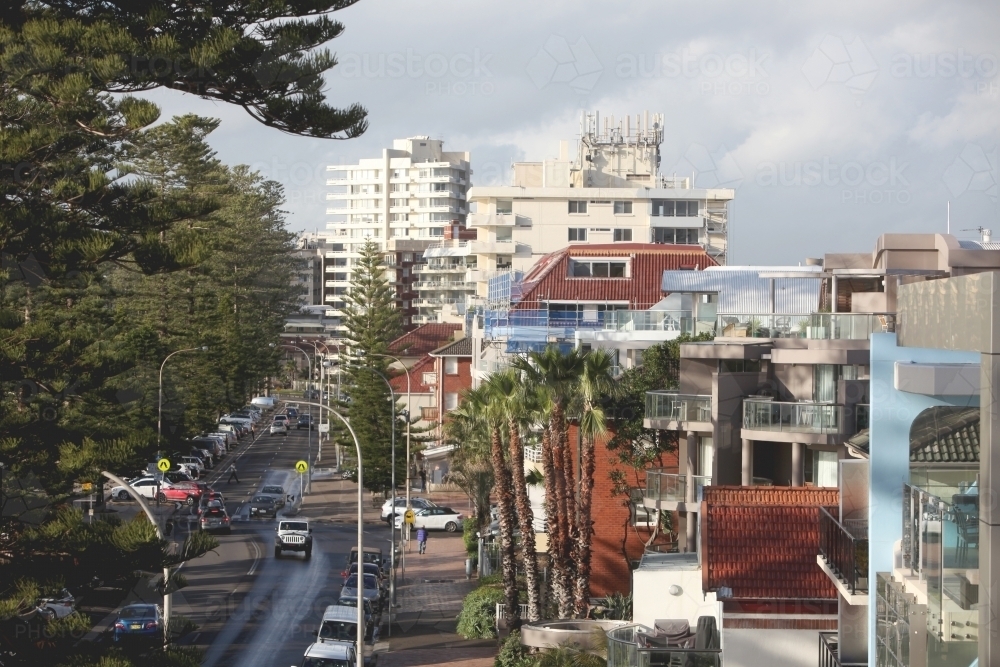 Streets and city buildings of Manly Beach - Australian Stock Image