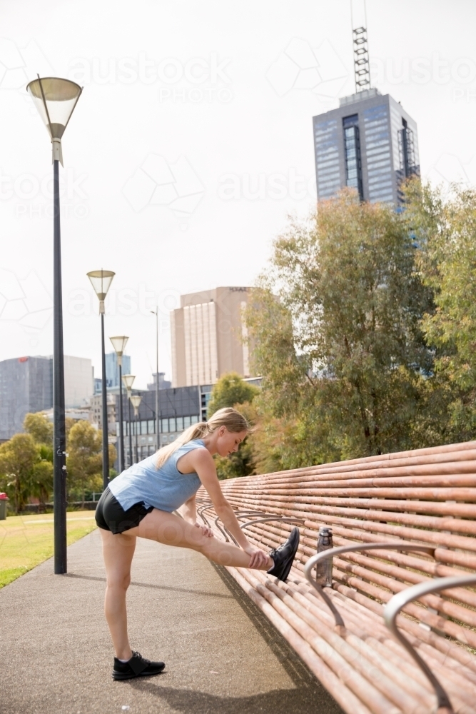 Stretching Before a Work Out - Australian Stock Image