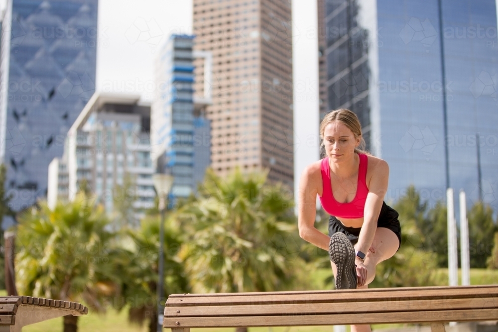Stretching Ready for a Work Out - Australian Stock Image