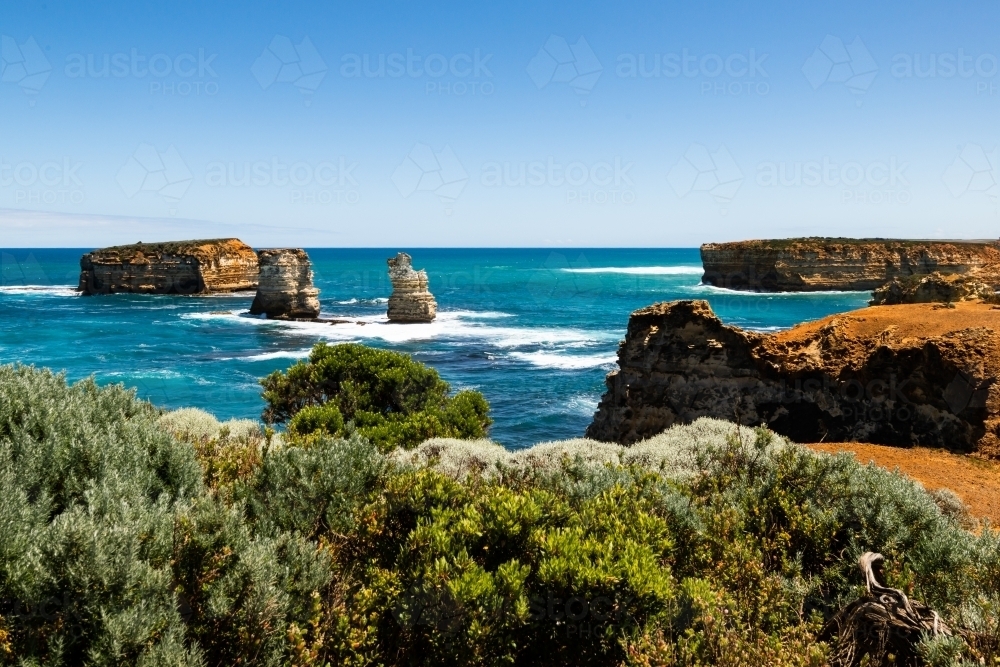 Stunning view of monoliths in the ocean from the Great Ocean Road - Australian Stock Image