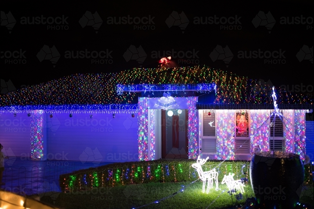 Suburban christmas light display - Australian Stock Image