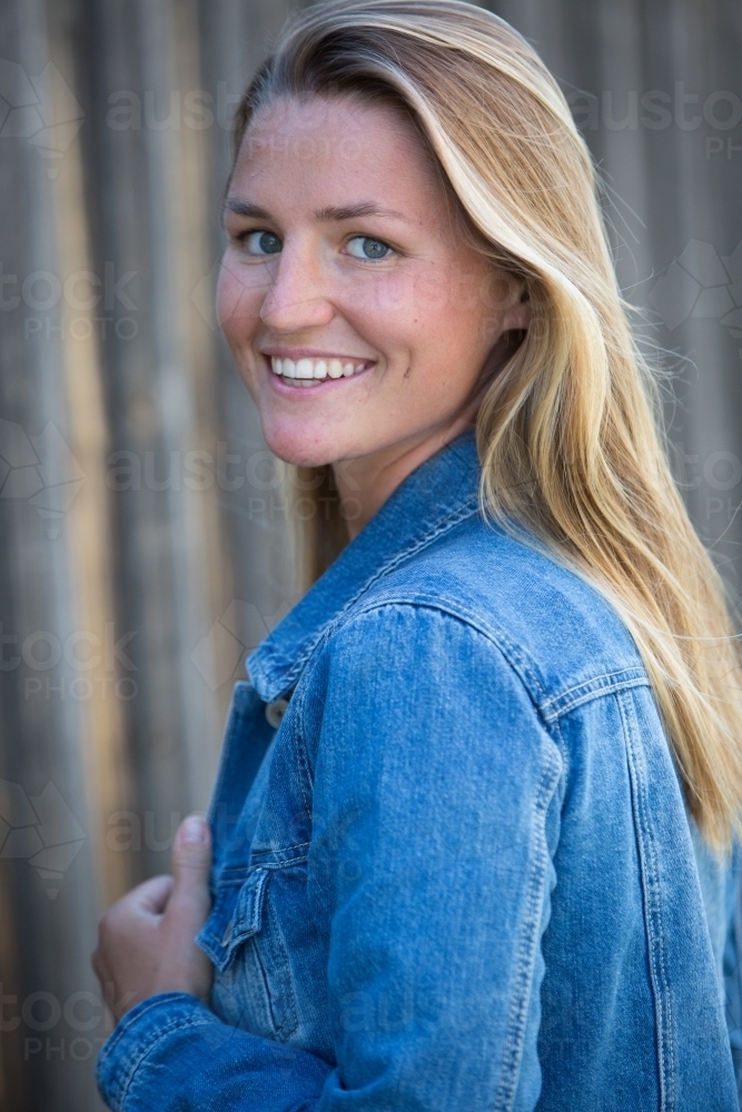 Summer Portrait of a Smiling Young Woman - Australian Stock Image